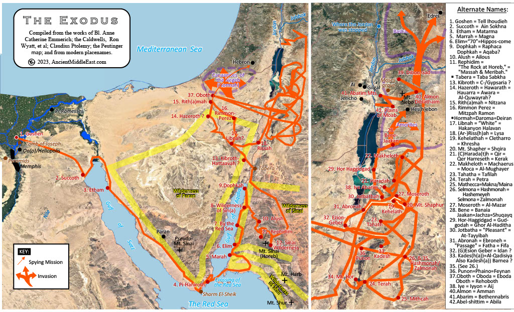 Israelite Exodus from Egypt map